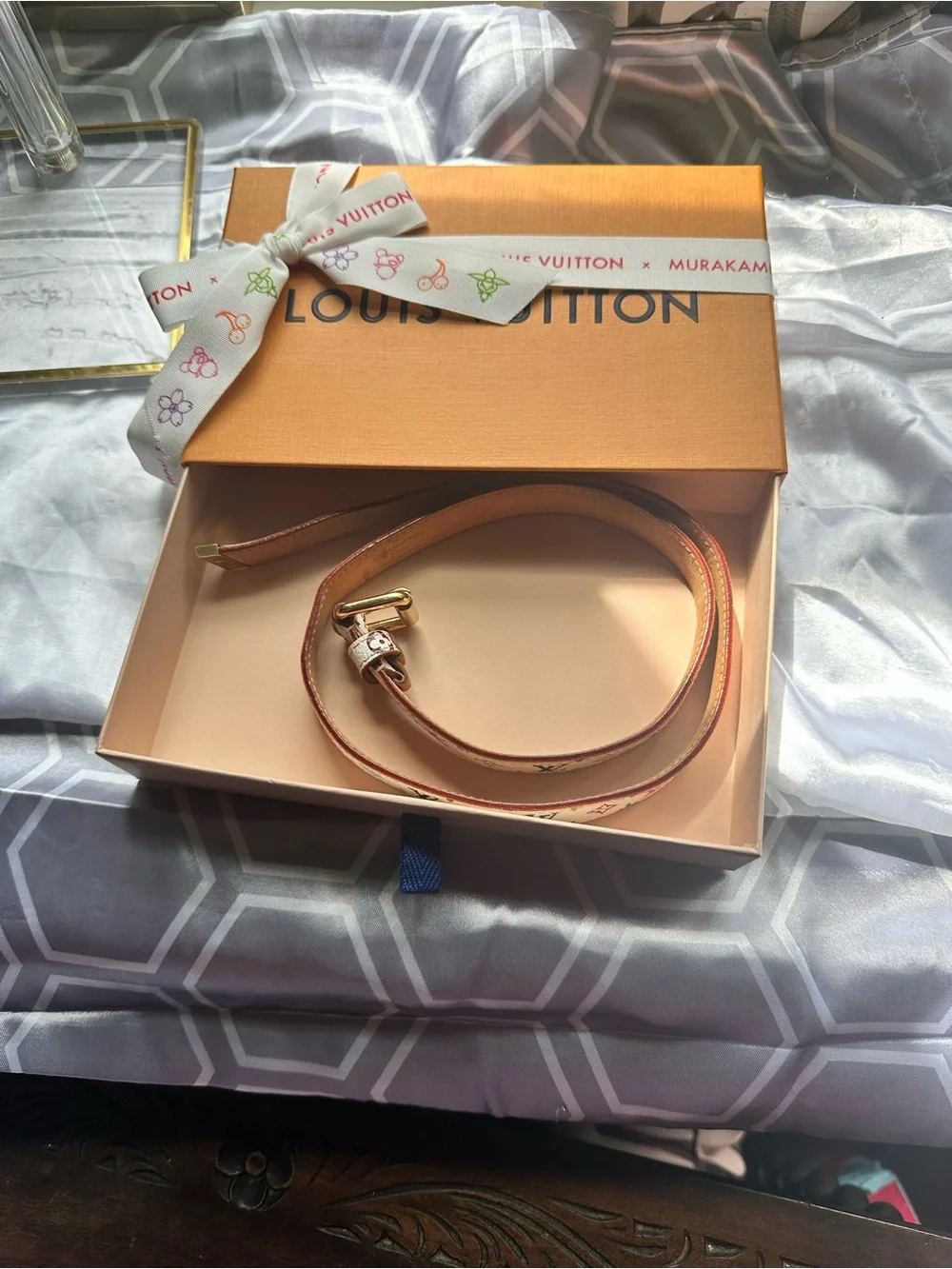 Authentic Louis Vuitton x Murakami Multicolor Monogram Belt Gold-Tone Buckle
